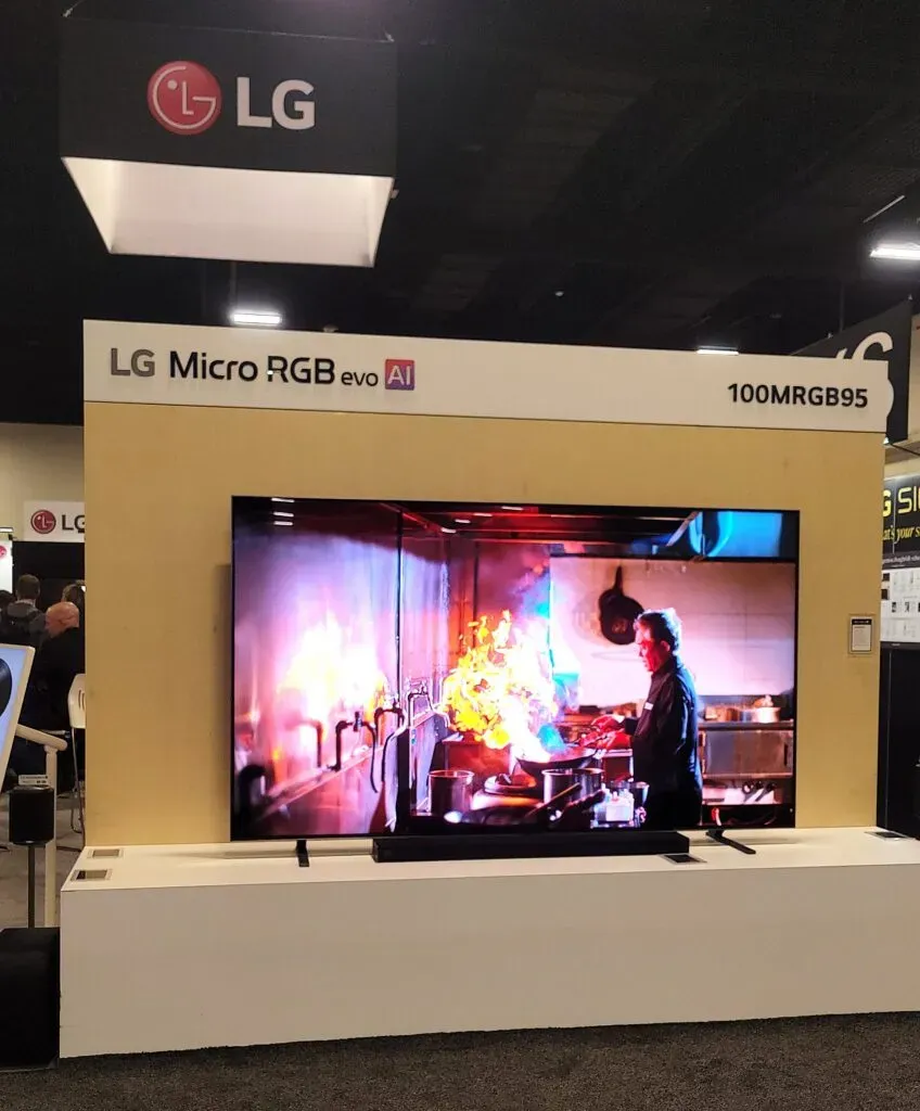 LG Micro RGB TV displayed at an expo